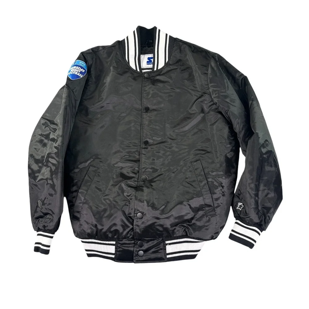 Starter Varsity Bomber Jacket Mens Medium Black Denver Thursday Night Football